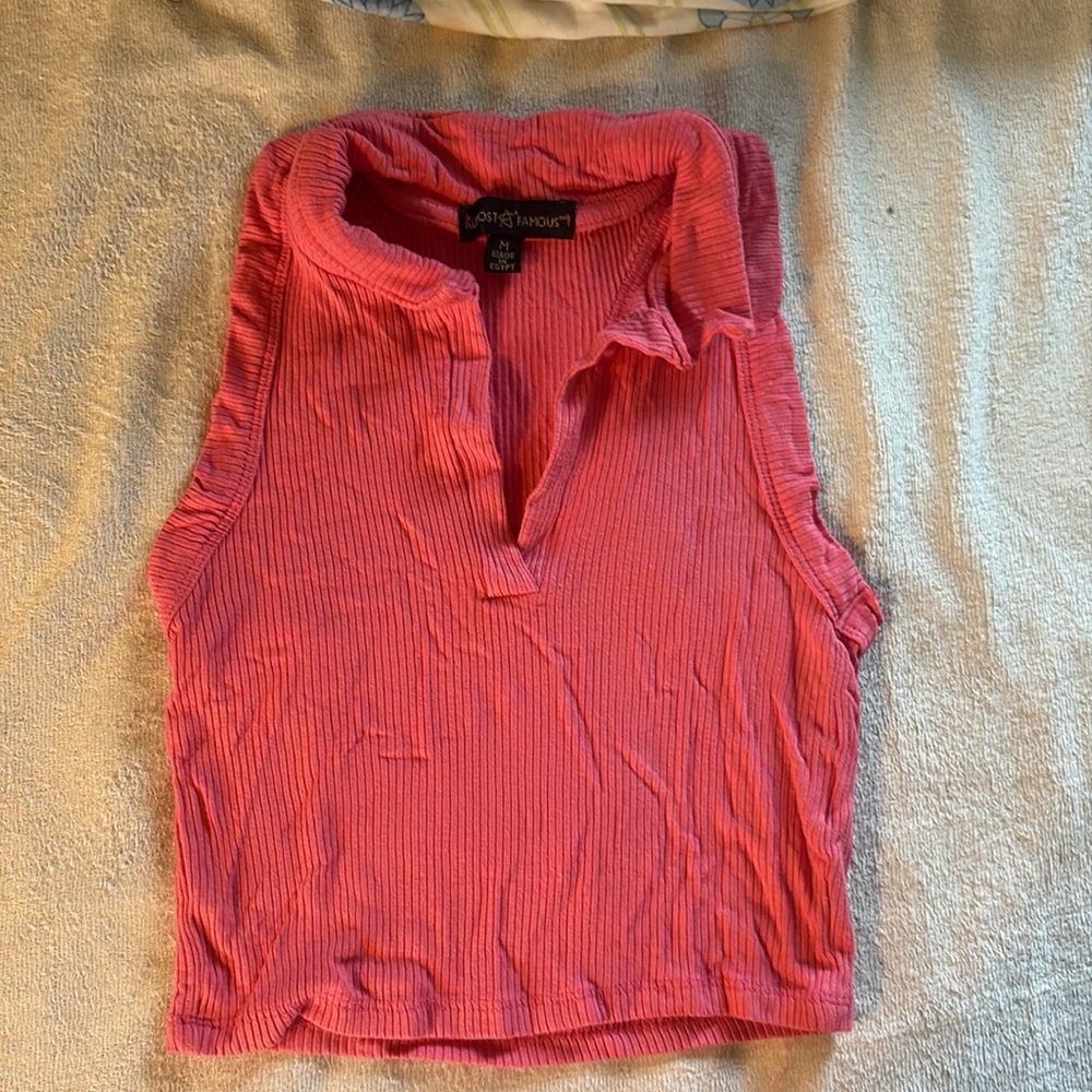 Preppy Pink Collared Crop Top